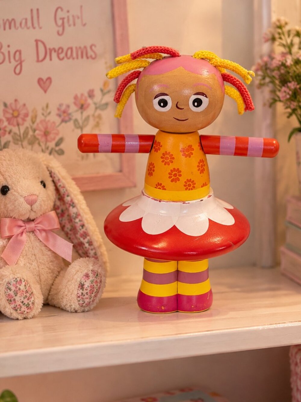 Vintage 2007 In the Night Garden Upsy Daisy Wooden Stacker Peg Doll 8.5